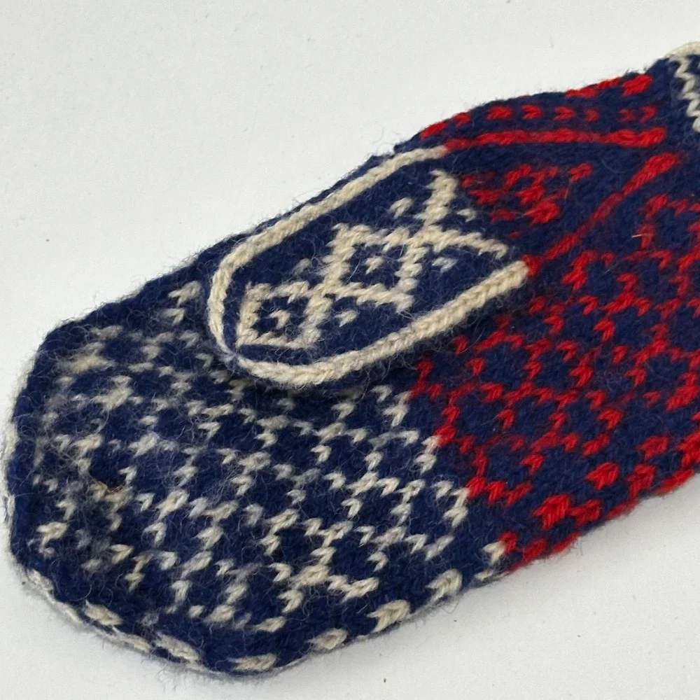 Vintage Selbu Hand Knitted Geo Pattern Norwegian Wool Mittens/Gloves One Size